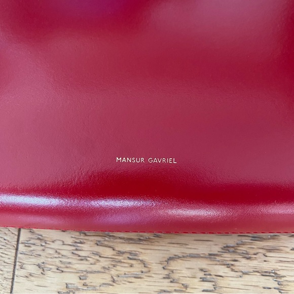 Mansur Gavriel Dark Cherry Red Leather Gaia Shoulder Bag Italy Date Night Clutch - Picture 3 of 10